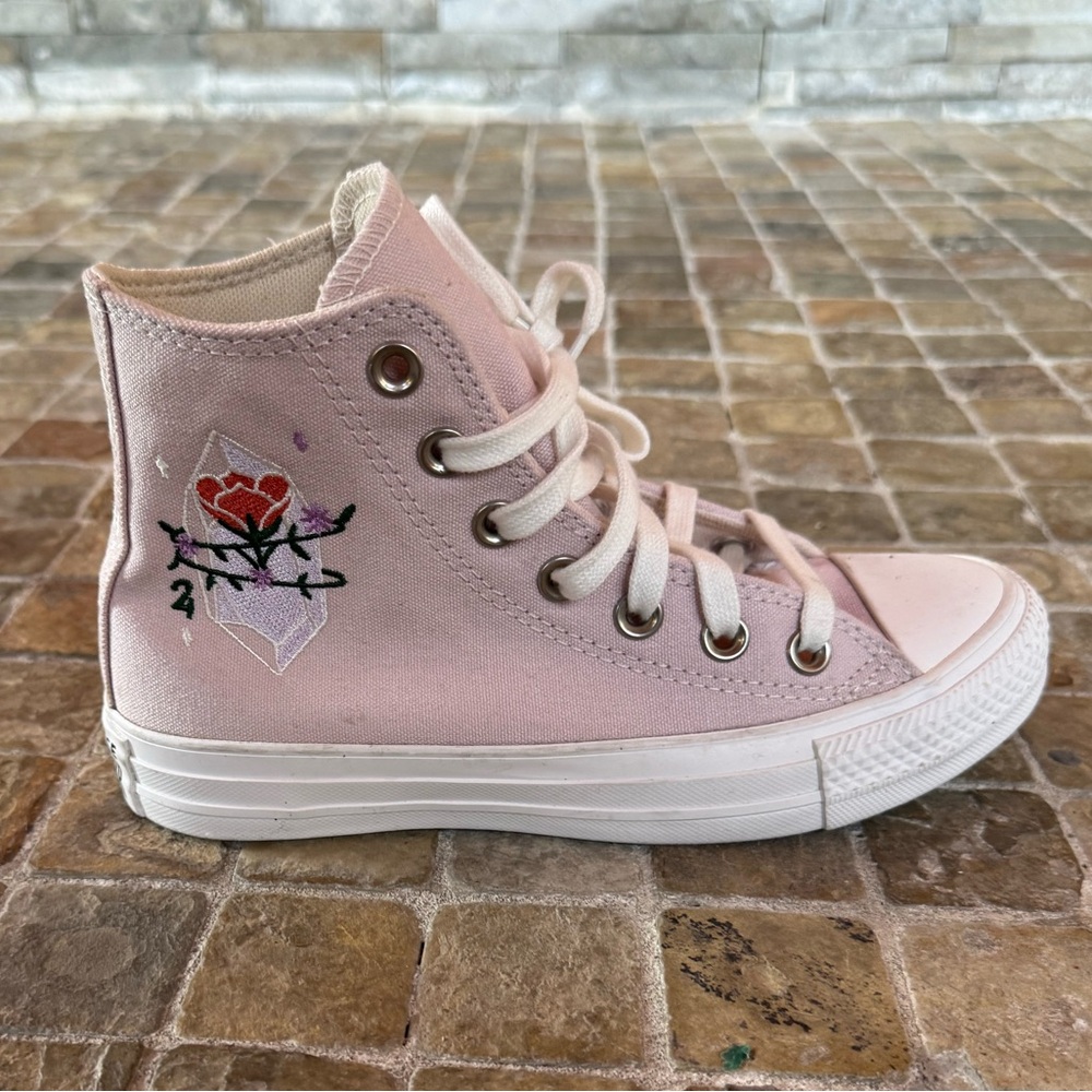 Converse Women's Soft Pink Embroidered crystals High-Tops - Picture 9 of 13